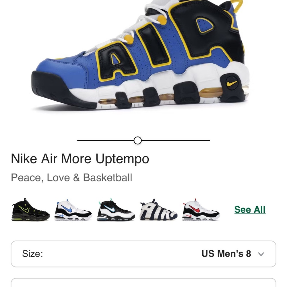 Nike Air More Uptempo - Blue, Black, and Yellow - Picture 2 of 7